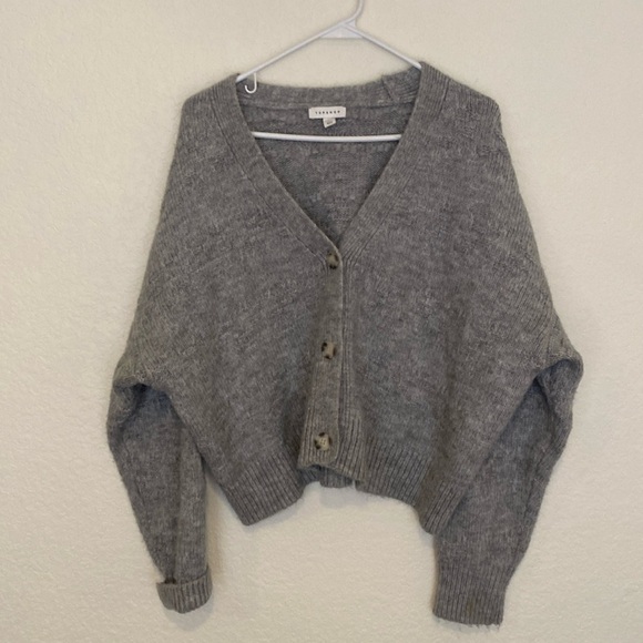 TopShop Boxy Cropped Grandpa Cardigan Sweater size 12 - Picture 1 of 5